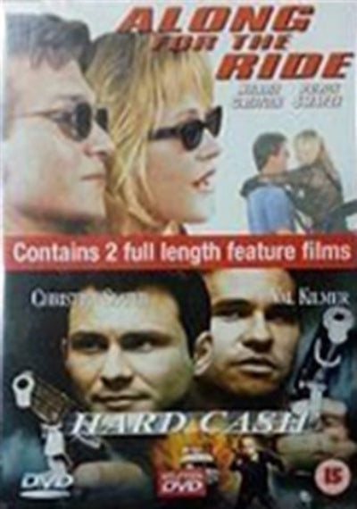 DVD cover with two films 'Along for the Ride' and 'Hard Cash' featuring faces of people and text.