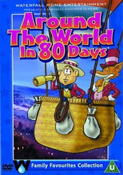 DVD cover of 'Around the World in 80 Days' with animated characters on a blue background.