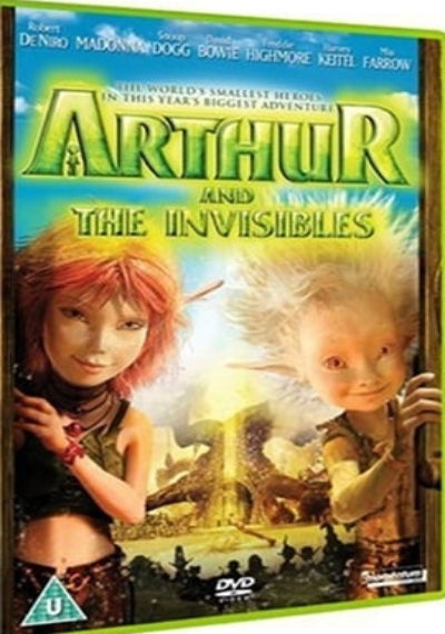 DVD cover of 'Arthur and the Invisibles' with two characters on a fantasy-themed background.