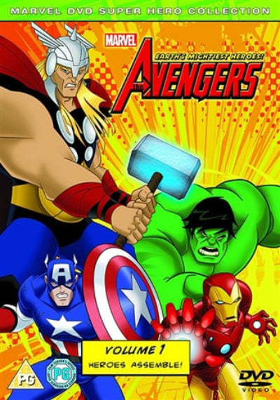 Marvel DVD cover featuring superhero characters with a colorful background
