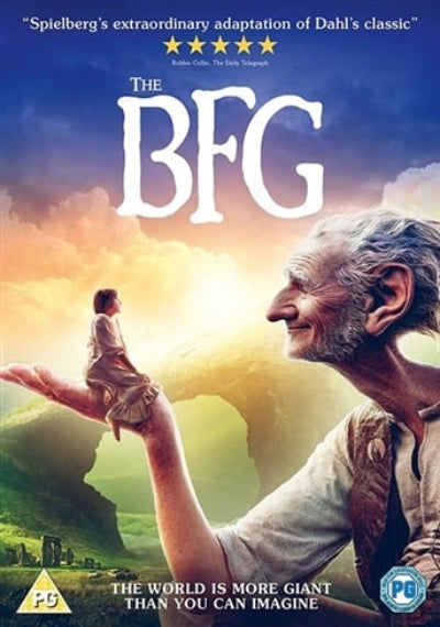 BFG 2016 version with a friendly giant holding a little girl in his palm.