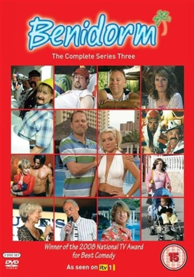 DVD cover of 'Benidorm' Complete Series Three with character images and red background