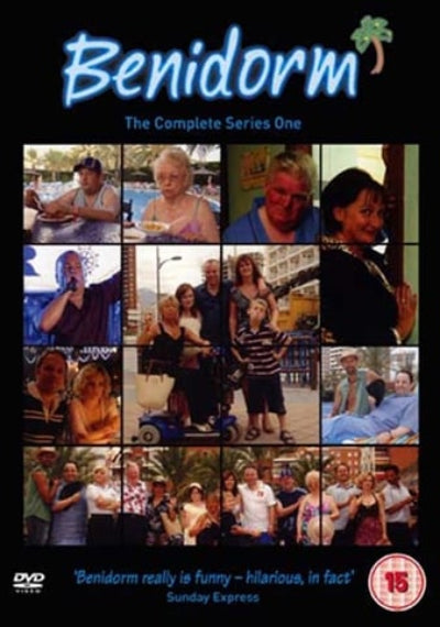 Collage of people with 'Benidorm' branding on a DVD cover