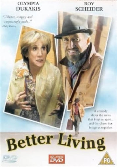 DVD cover for the movie 'Better Living' starring Olympia Dukakis and Roy Scheider, featuring two portrait photos of the actors, a small inset scene, and the title in large gold text on a light blue background.