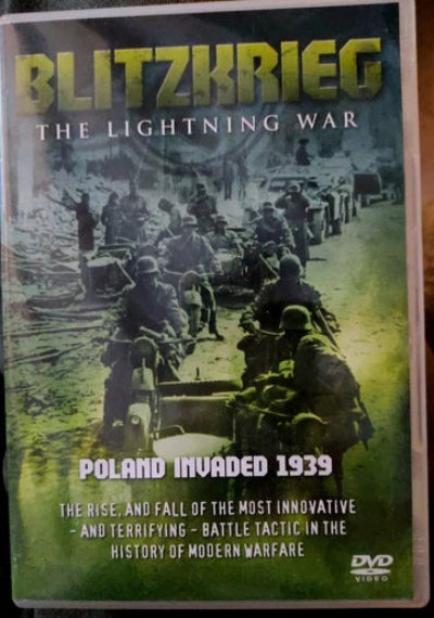 DVD cover of 'Blitzkrieg: The Lightning War' with soldiers and vehicles on a battlefield.