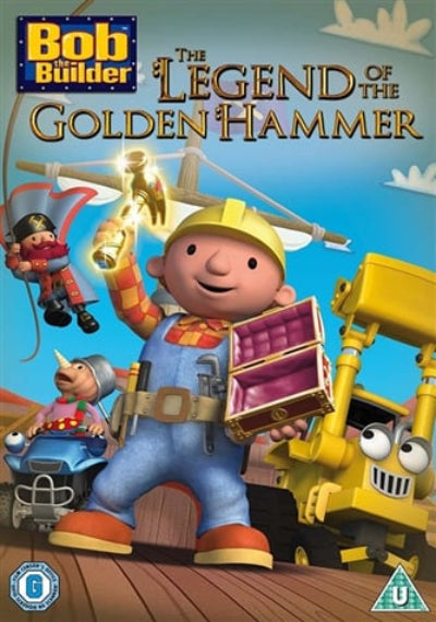 Bob the Builder movie poster for 'The Legend of the Golden Hammer' with cartoon characters and tools.