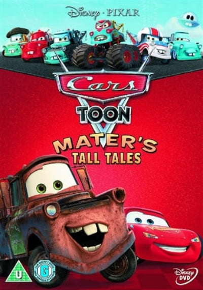 Poster for 'Cars Toon: Mater's Tall Tales' featuring animated cars and Mater the tow truck.