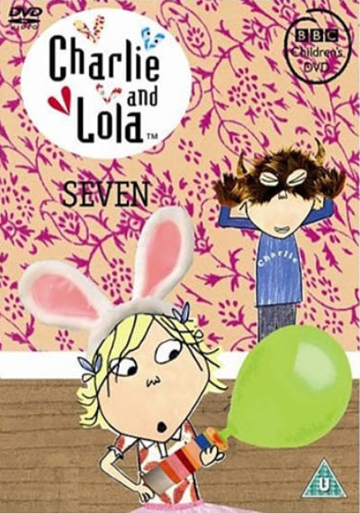 DVD cover of 'Charlie and Lola' with a child wearing bunny ears and a balloon, and another child in a mask.