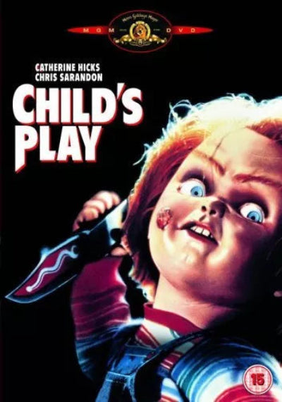 Movie poster for 'Child's Play' featuring a doll with a knife.