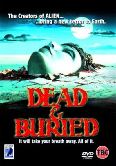 Movie poster for 'Dead & Buried' with a creature and text on a dark background