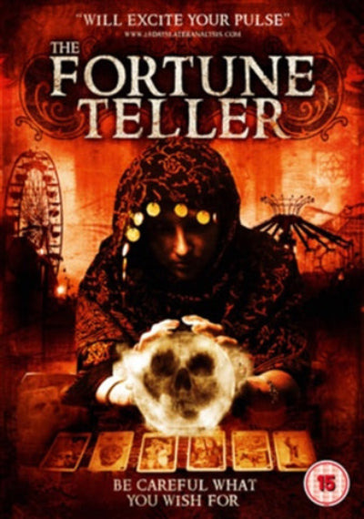 Poster of 'The Fortune Teller' with a hooded figure and crystal ball on a dark background.
