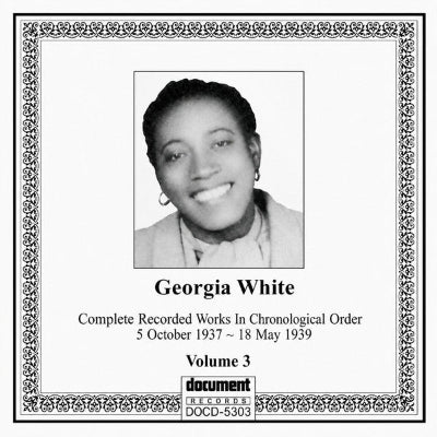 Black and white album cover with a portrait of a woman and text about recorded works by Georgia White.