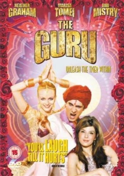 Movie poster for 'The Guru' featuring three people with a colorful background