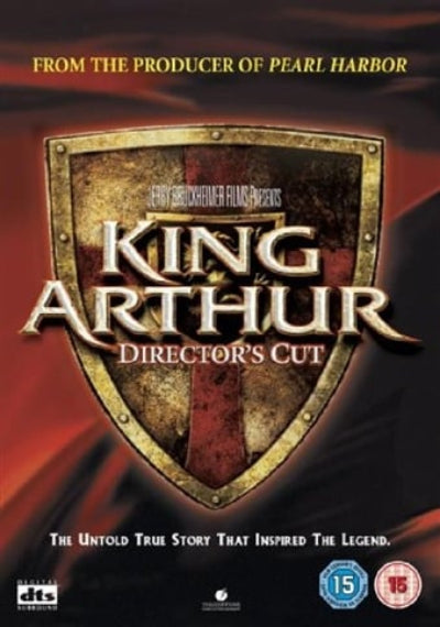 King Arthur movie poster with shield design and text on a dark background