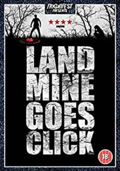 Movie poster for 'Land Mine Goes Click' with a dark forest background and text.