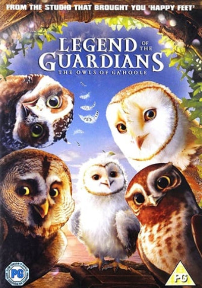 DVD cover of 'Legend of the Guardians: The Owls of Gaühole' featuring four owls.