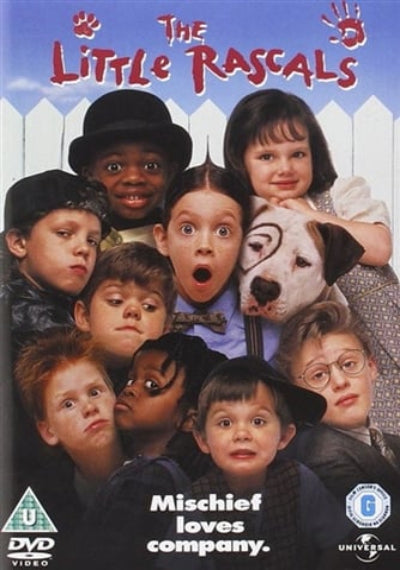 Poster of 'The Little Rascals' with children and a dog in front of a white picket fence.