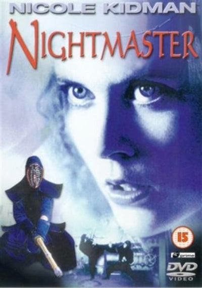 DVD cover of 'Nightmaster' featuring a woman's face and a fencer in the background