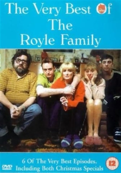 DVD cover for 'The Very Best Of The Royle Family' featuring five people sitting together against a blue title banner and a brown indoor background.