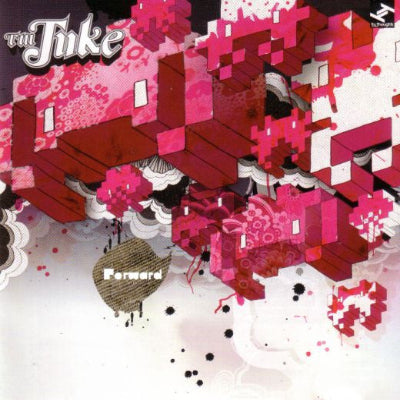 Album cover with geometric design and text, featuring pink and red colors.