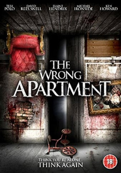 Movie poster for 'The Wrong Apartment' with a dark and eerie interior setting.