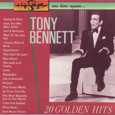 Album cover featuring Tony Bennett with a list of songs on a red background
