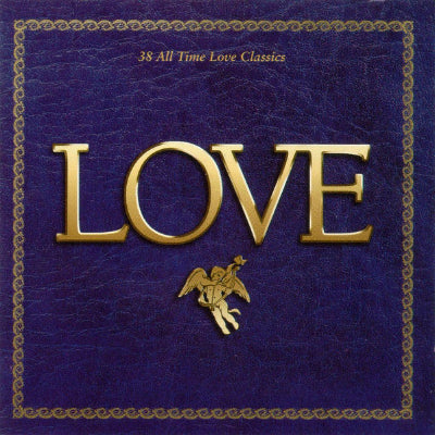 Album cover with 'LOVE' in gold on a blue background