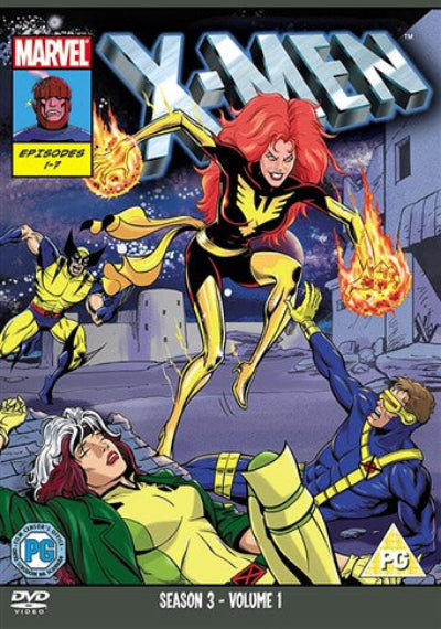 DVD cover of X-Men Season 3 Volume 1 with characters in action poses.