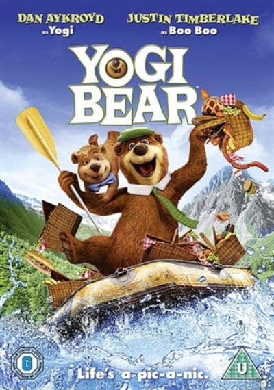 Poster of 'Yogi Bear' with two bears on a mountain background