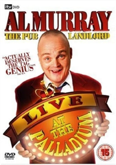 DVD cover of 'Al Murray the Pub Landlord Live at the Palladium' featuring a man holding a sign.
