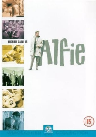 Movie poster for 'Alfie' featuring images of a man and text.