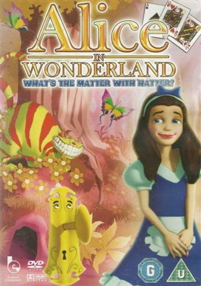 DVD cover of 'Alice in Wonderland' with animated characters and colorful design.