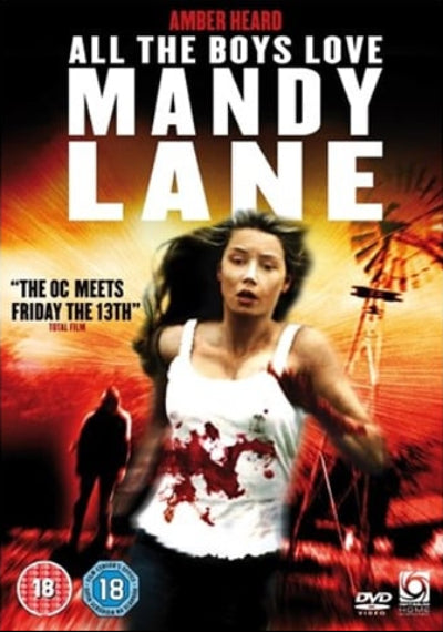 Movie poster for 'All the Boys Love Mandy Lane' featuring a woman running with a bloodstained shirt.