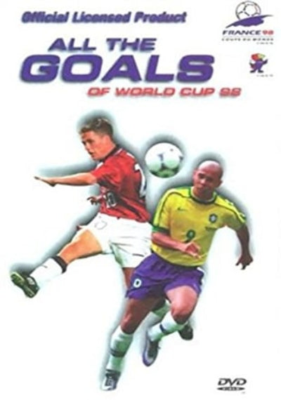 DVD cover for 'All the Goals of World Cup 98' featuring two soccer players in action.