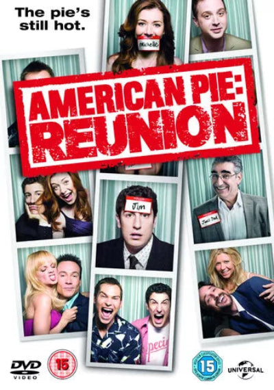 Poster for 'American Pie: Reunion' with character photos and red title text.