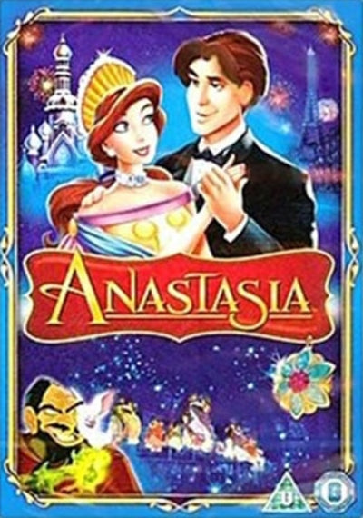 DVD cover of 'Anastasia' with characters and colourful design