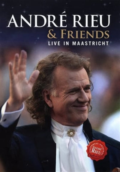 Poster for André Rieu & Friends concert in Maastricht with a man waving.