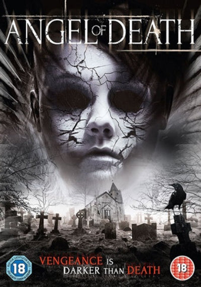 Movie poster for 'Angel of Death' with a dark, eerie landscape and text about vengeance.