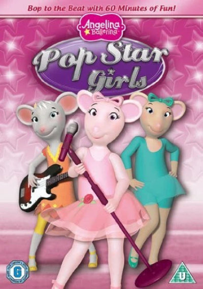 DVD cover of 'Pop Star Girls' featuring animated characters on a pink background with text.