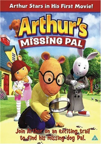 Poster for 'Arthur's Missing Pal' with characters holding a magnifying glass and a dog.