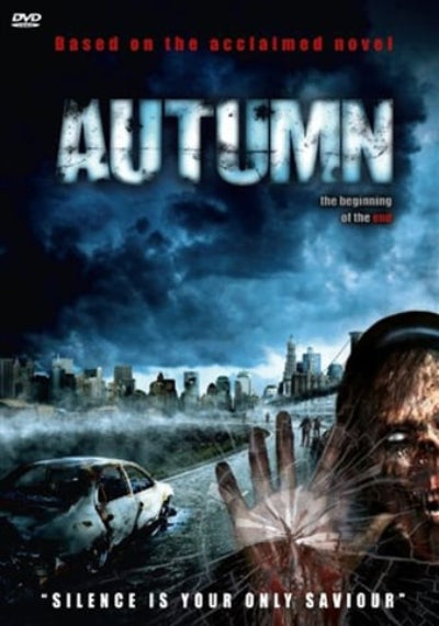 DVD cover of 'Autumn' with a hand reaching out and a cityscape in the background