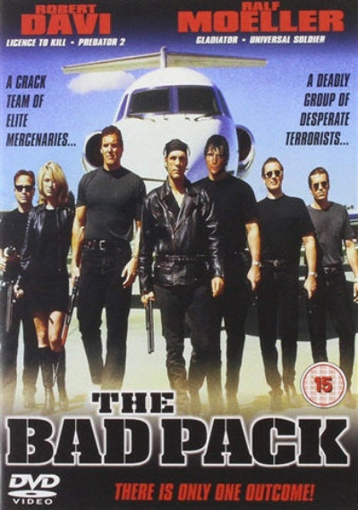 The team of seven walking in front of a lear jet. All armed and ready for trouble.