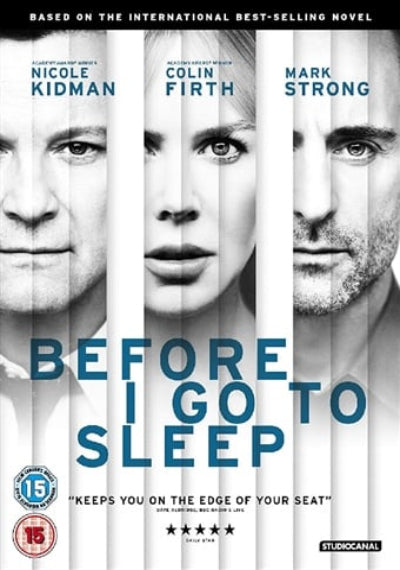 Movie poster for 'Before I Go to Sleep' featuring faces and text.