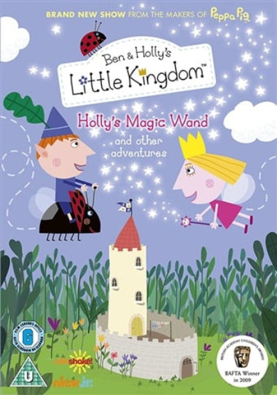 Book cover of 'Ben & Holly's Little Kingdom: Holly's Magic Wand and other adventures' with cartoon characters and castle illustration.