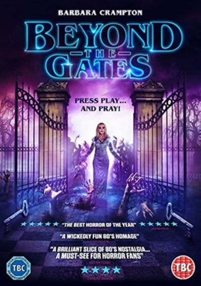 DVD cover of 'Beyond the Gates' with a woman in a hooded robe and gates in the background.