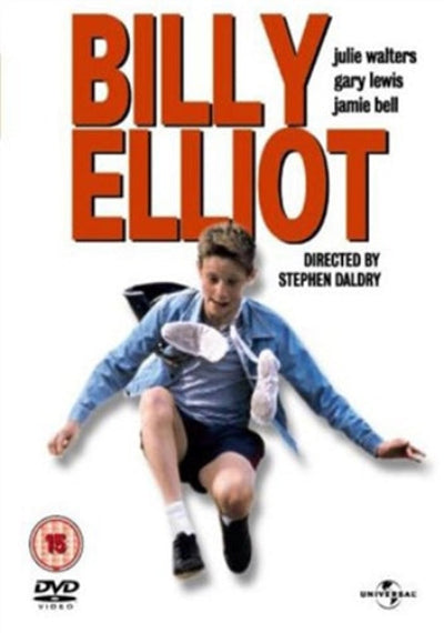 Movie poster for 'Billy Elliot' featuring a young boy in a blue jacket and white shoes.
