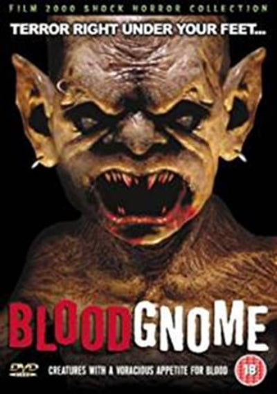 DVD cover of 'Blood GNOME' with a ghoulish creature's face on a black background