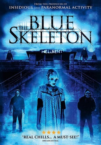 Movie poster for 'The Blue Skeleton' with a blue and black colour scheme.