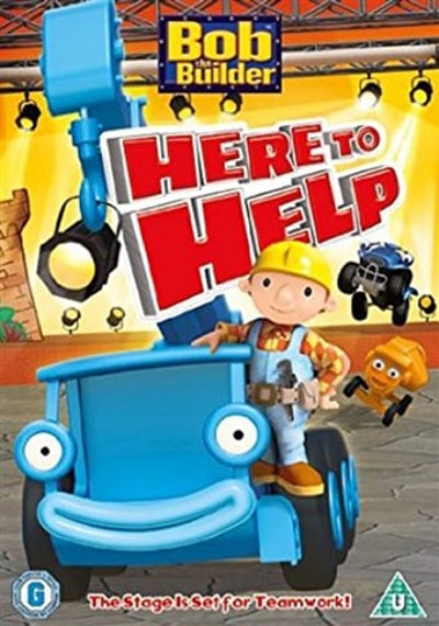 Bob the Builder movie poster with a cartoon character and text 'Here to Help'.