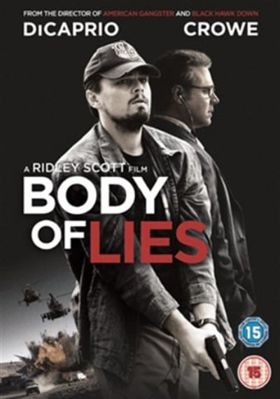 Movie poster for 'Body of Lies' featuring two men and text about the film's cast and director.